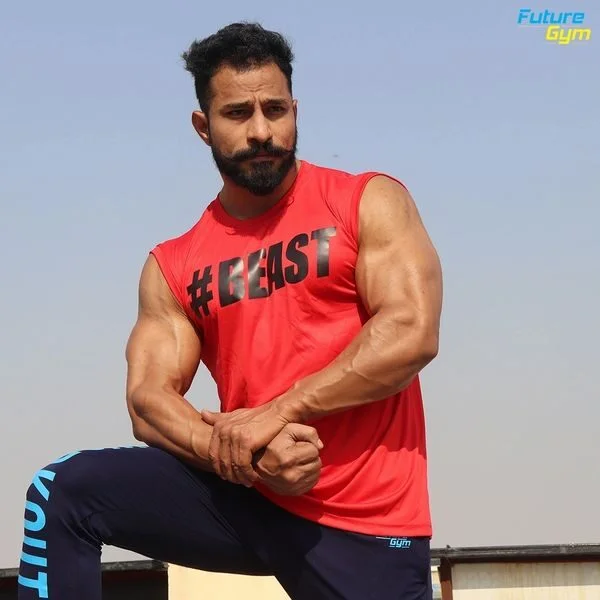 Beast Gym Training Sleeveless T-Shirt - Crimson Red