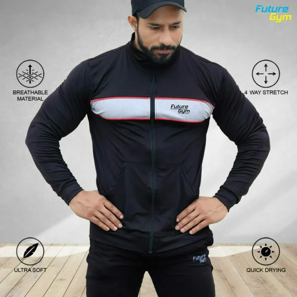 Men's Black Regular Fit Activewear Jacket -Iconic Black 