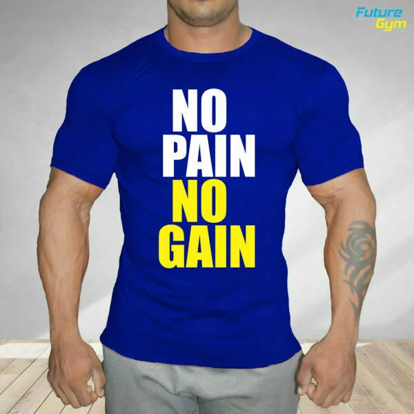No Pain No Gain Training Gym T-Shirt - True Blue