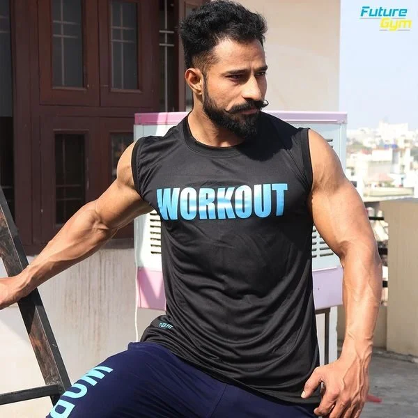 Workout Fitness Sleeveless T-Shirt - Jet Black